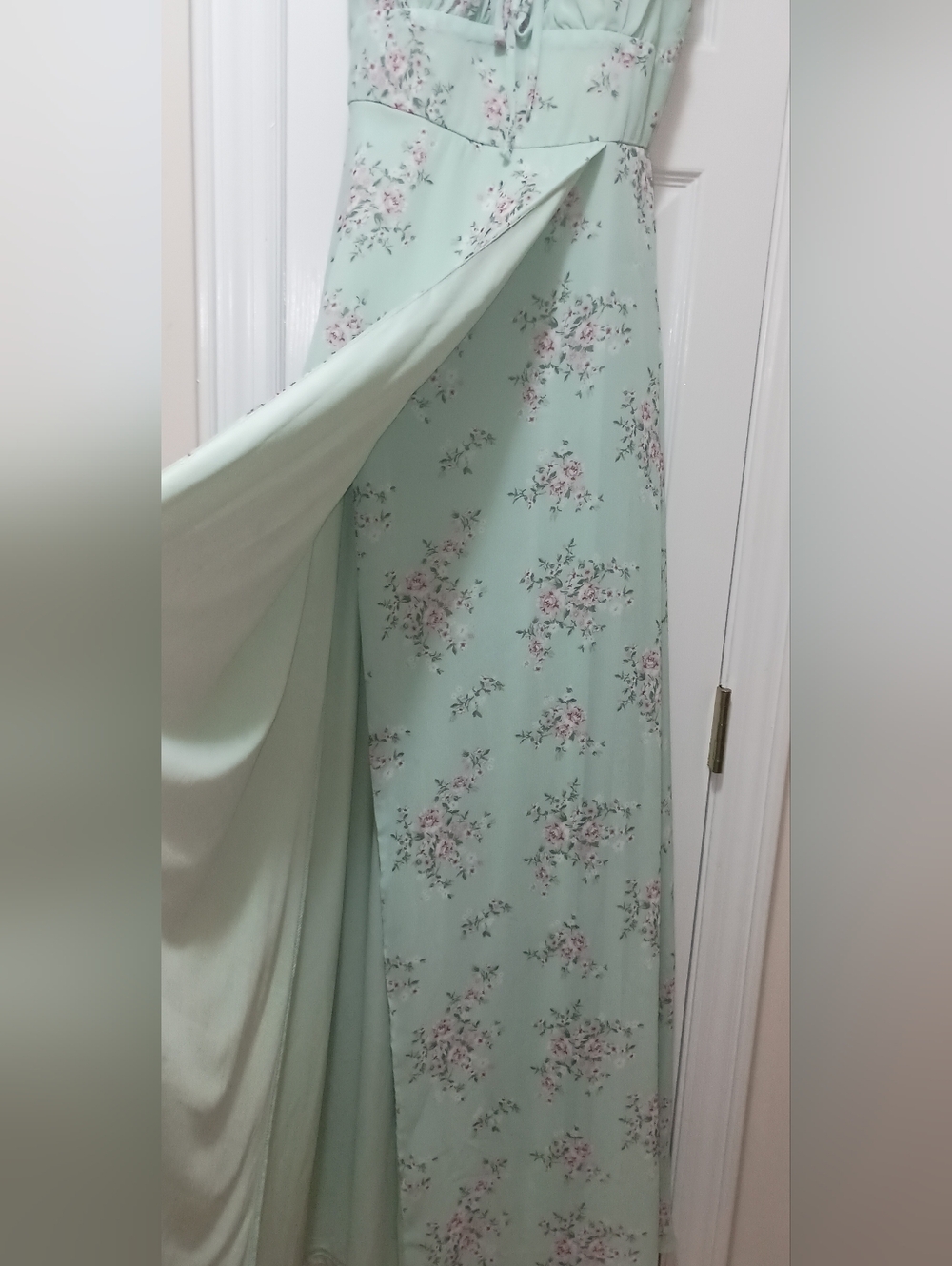 Windsor Maybelle Green Punk Floral Babydoll Maxi Dress Small - Picture 8 of 12